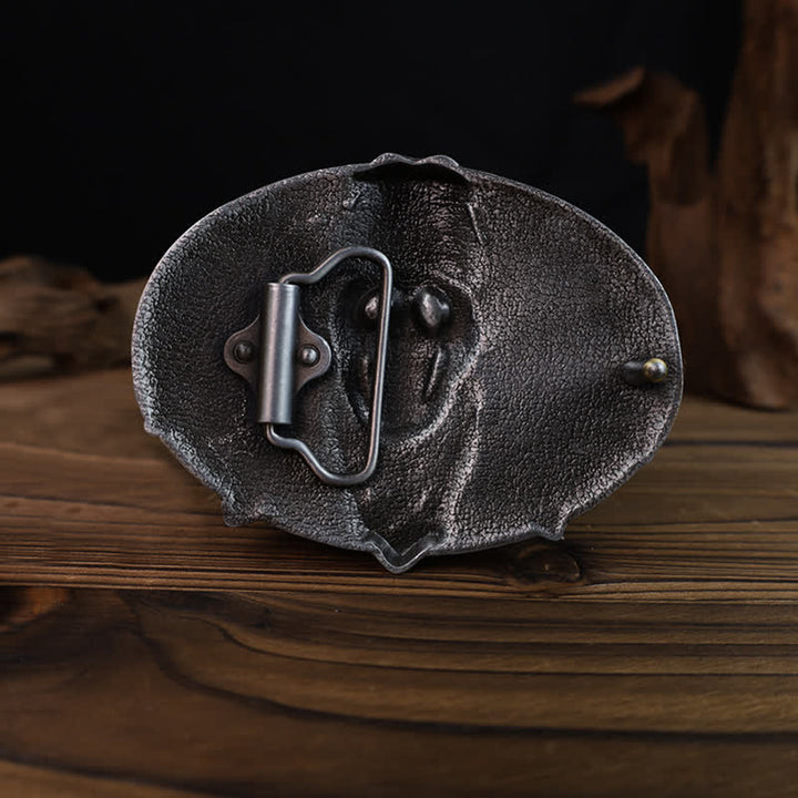 Herren DIY Totenkopf mit gekreuzten Pistolen Schnalle Ledergürtel