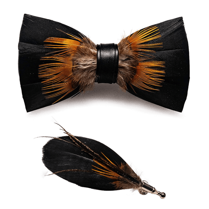 Orange & schwarz Sonnenblumen Feder Fliege mit Reversnadel