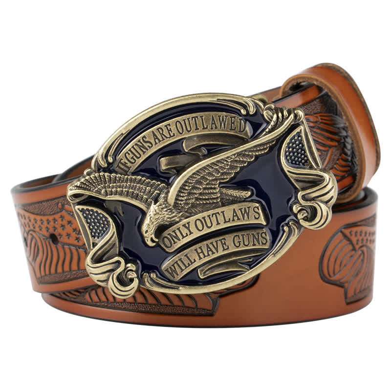 Herren Ledergürtel mit fliegendem Adler und amerikanischer Flagge