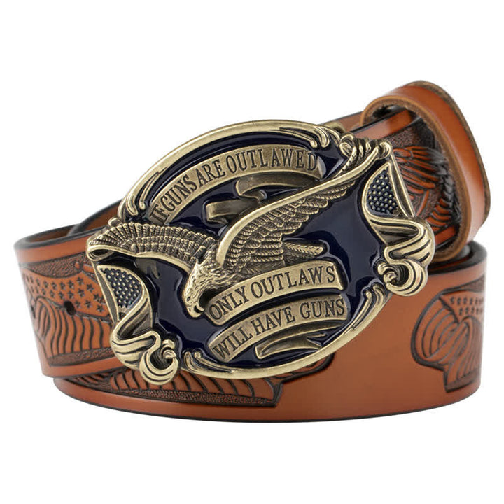 Herren Ledergürtel mit fliegendem Adler und amerikanischer Flagge