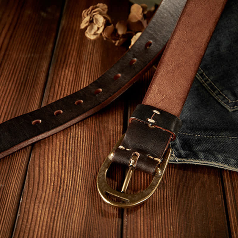 Robuster Ledergürtel für Herren mit Kupferschnalle