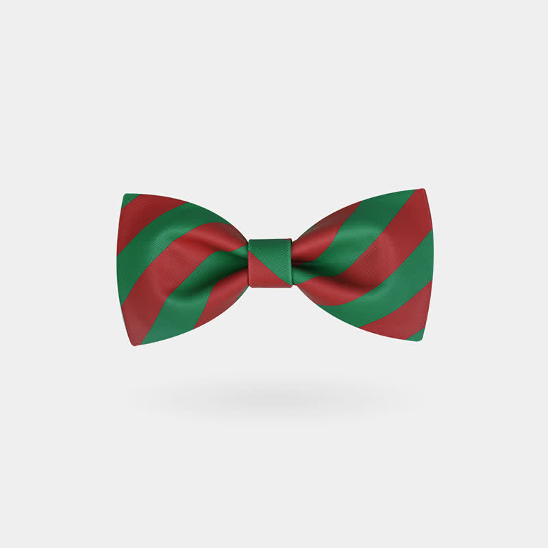 Rote und grüne Weihnachtsstreifen-Fliege für Herren