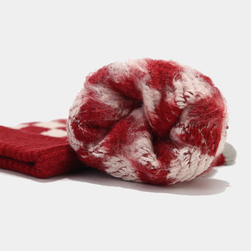 3-teiliges Unisex-Schachbrettmuster Mützen-Schal-Handschuh-Set