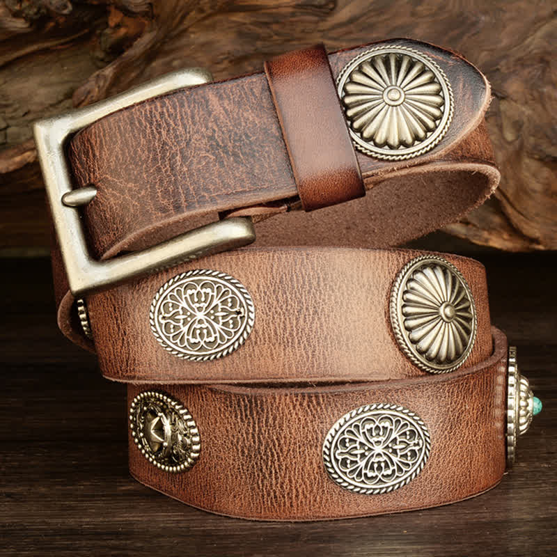 Herren Punk Heavy Metal Nietengürtel aus Leder