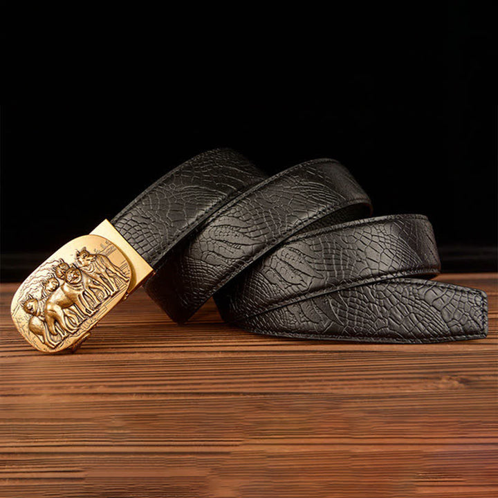 Herren-Ledergürtel mit Krokodilmuster von Pack Of Wolves