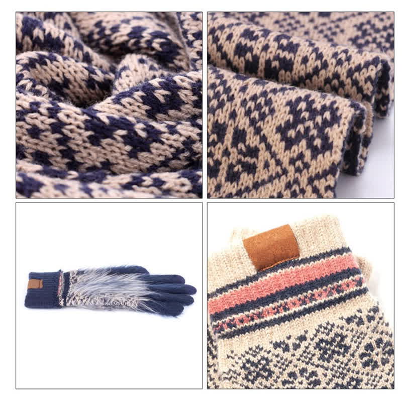 3-teiliges Unisex Schneeflocken-Set mit Mütze, Schal und Touchscreen-Handschuhen