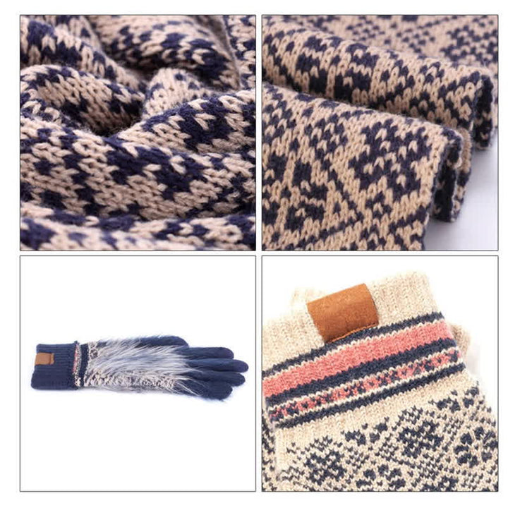 3-teiliges Unisex Schneeflocken-Set mit Mütze, Schal und Touchscreen-Handschuhen