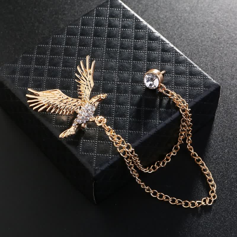 Herren-Brosche mit funkelndem Adler-Motiv und Strasssteinen