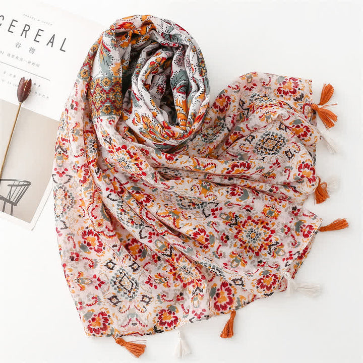 Frauen's Orangenfarbenes Boho-Ethno-Strandtuch