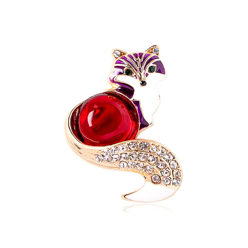 Damen Glasiert Emaille Fuchs Brosche