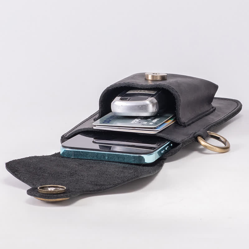 Leder Outdoor Magnetische Sternschnalle Handytasche