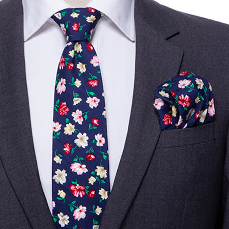 2er Set Herren Krawatte im Bohemian Stil mit Blumenmuster