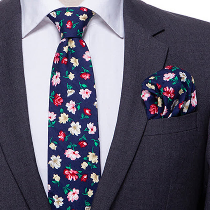 2er Set Herren Krawatte im Bohemian Stil mit Blumenmuster