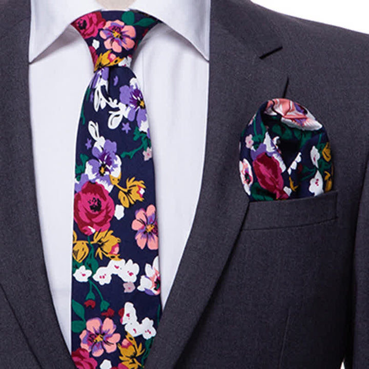 2er Set Herren Krawatte im Bohemian Stil mit Blumenmuster