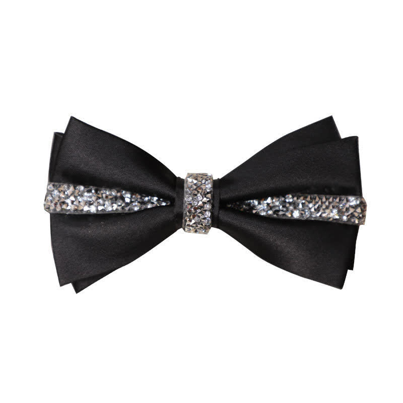 Herren-Set aus Satin mit Fliege und Einstecktuch und glänzendem Strass