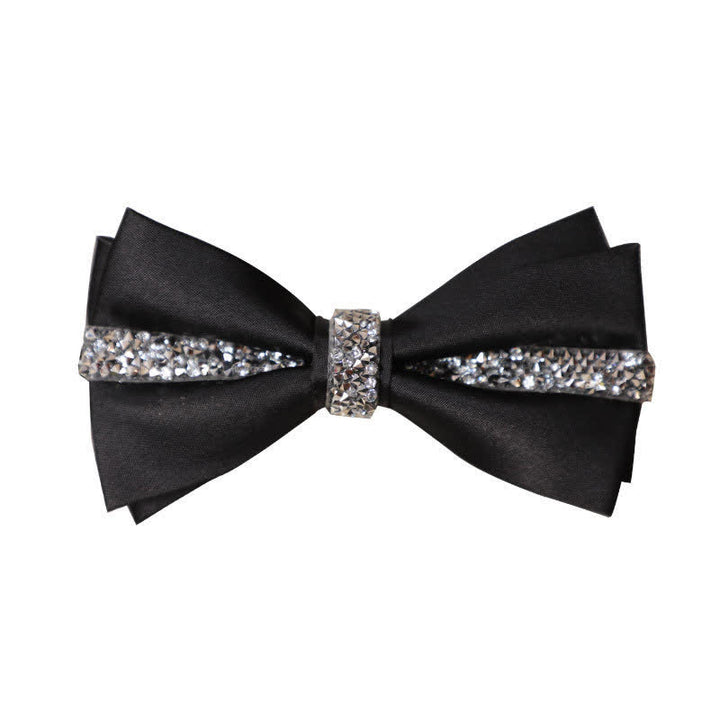 Herren-Set aus Satin mit Fliege und Einstecktuch und glänzendem Strass