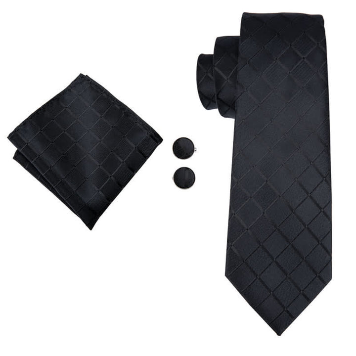 3er Set schwarze Business-Krawatten mit Karomuster für Herren