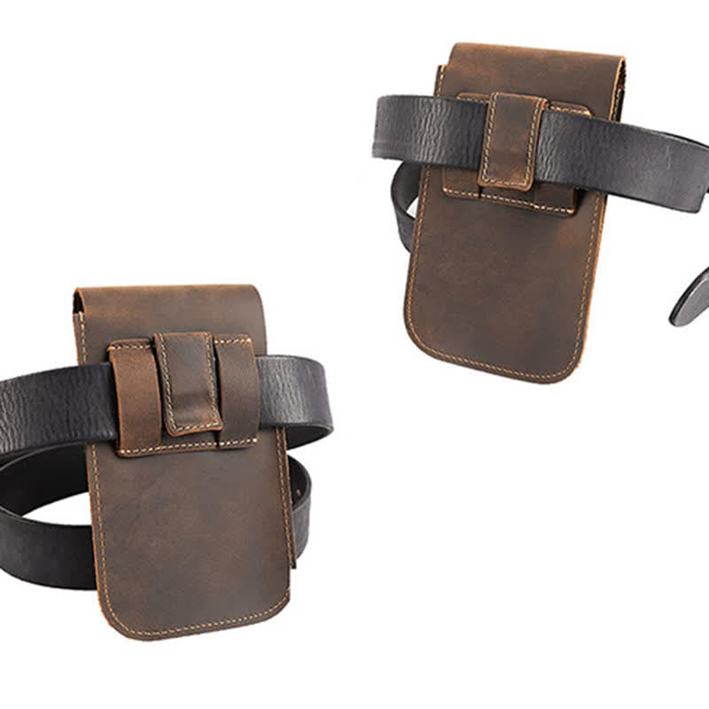 Flip-Handytasche Magnetische Echtleder-Gürteltasche
