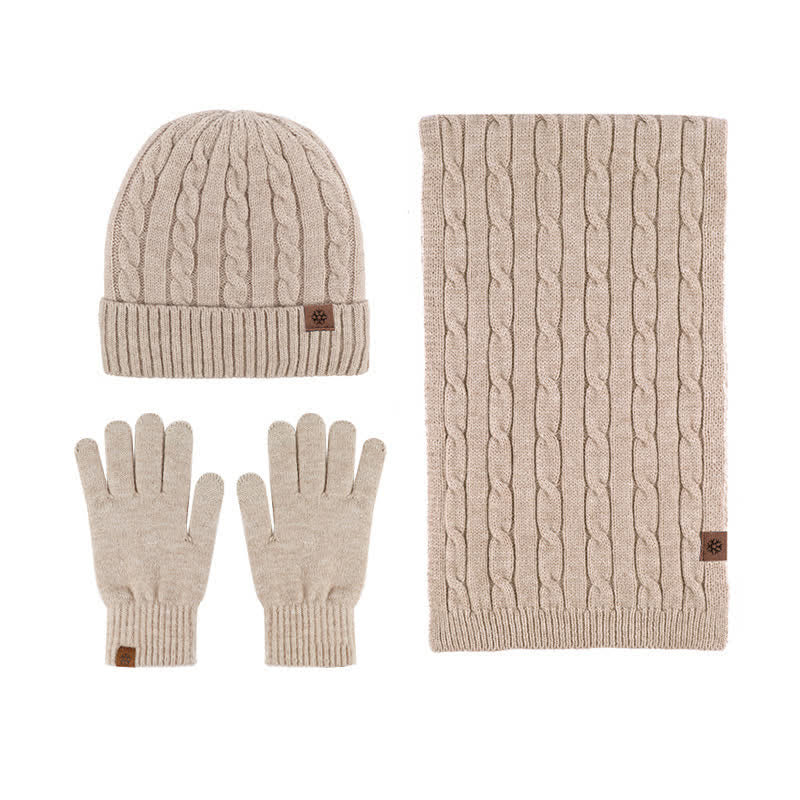 3-teiliges Unisex Warm Hut Schal Handschuh-Set