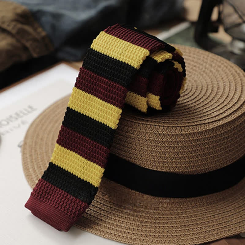 Herbst Herren Horizontal gestreifte Strickkrawatte