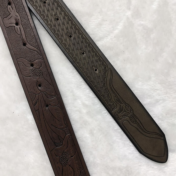 Antiker Männer-Langhorn-Bullengürtel aus Leder