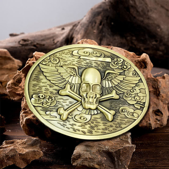 Herren DIY Totenkopf-Engel Kreative Bierhalter-Schnalle Ledergürtel