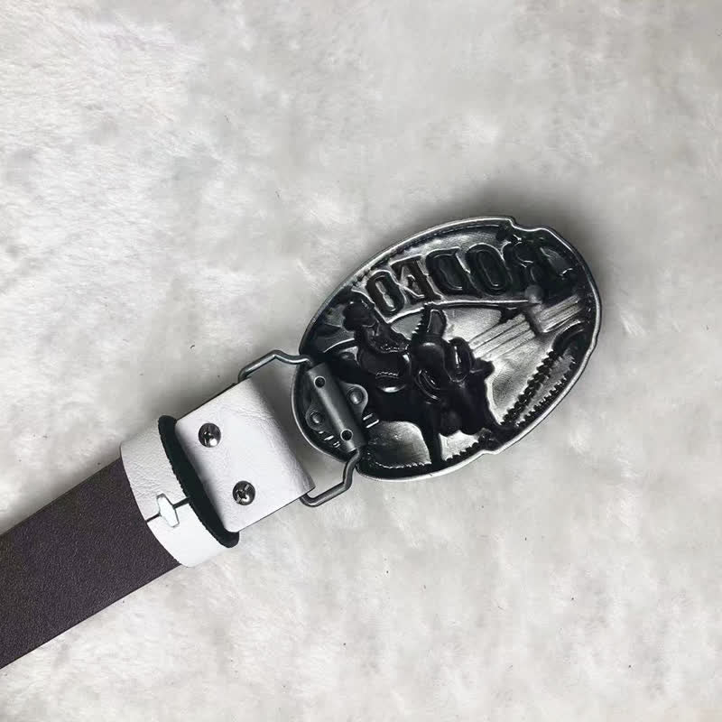 Herren Rodeo-Stierkampf weißer geprägter Ledergürtel