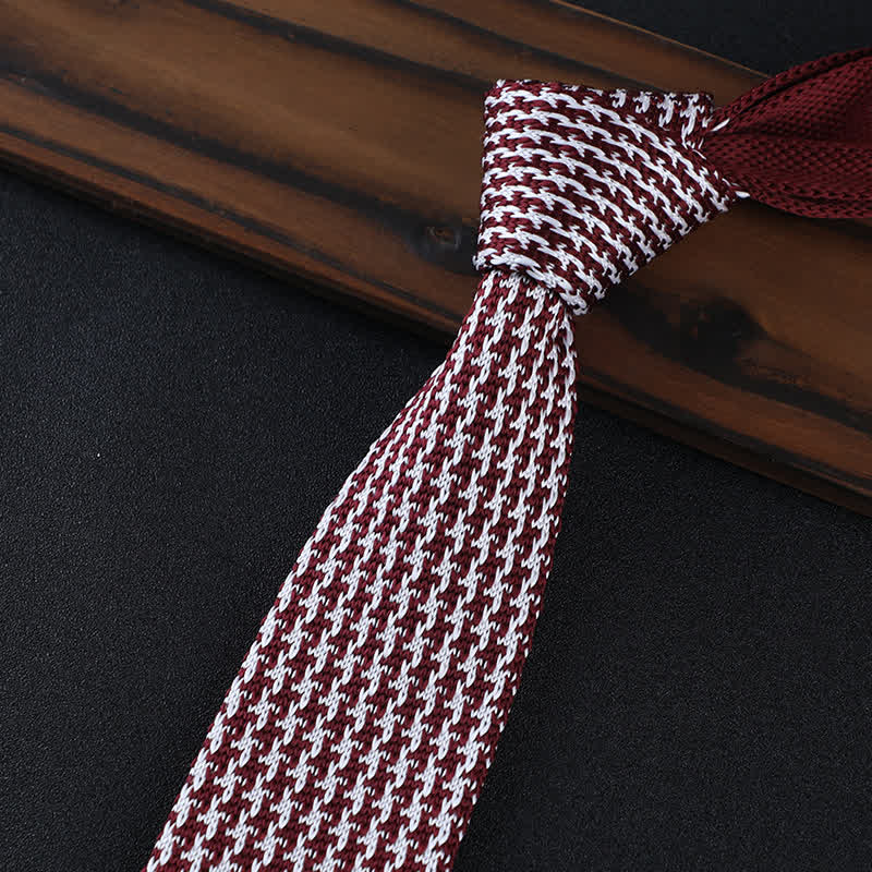 Hahnentritt-Karo Gestrickte Krawatte für Männer