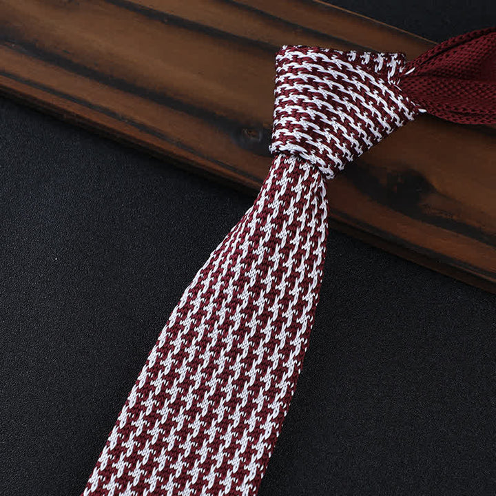 Hahnentritt-Karo Gestrickte Krawatte für Männer