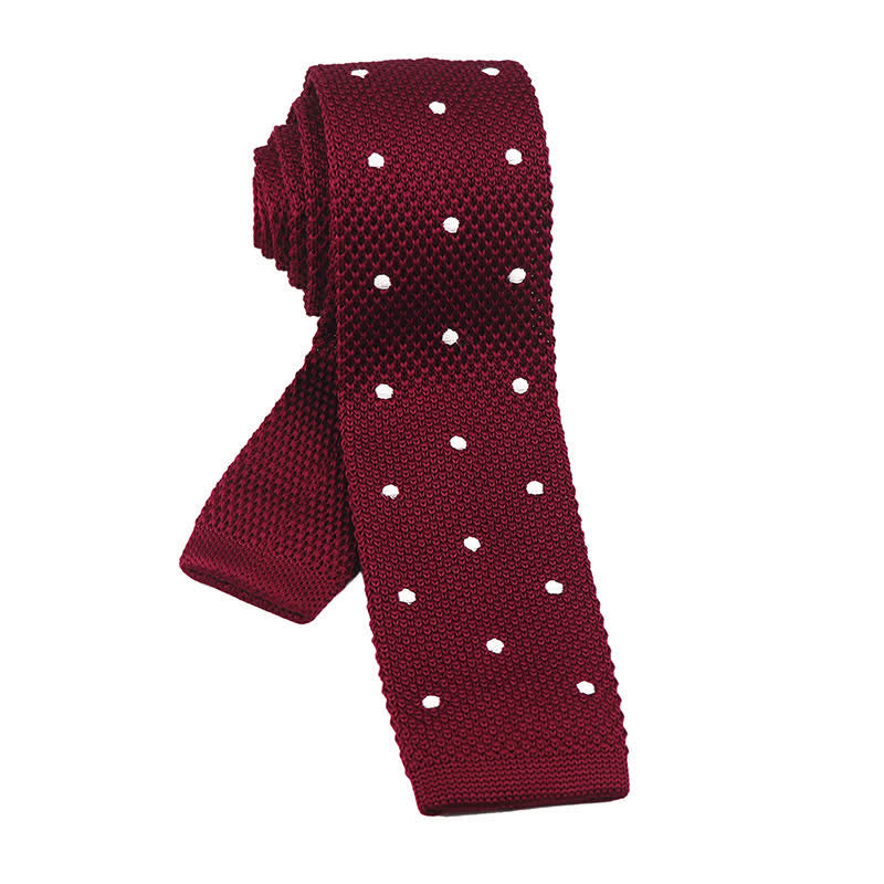 Weiße Herren-Krawatte mit Polka-Dots, gestrickt