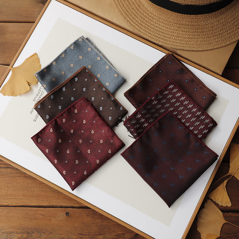 2er-Set Vintage Krawatten und Einstecktücher für Herren mit Mini-Motiv