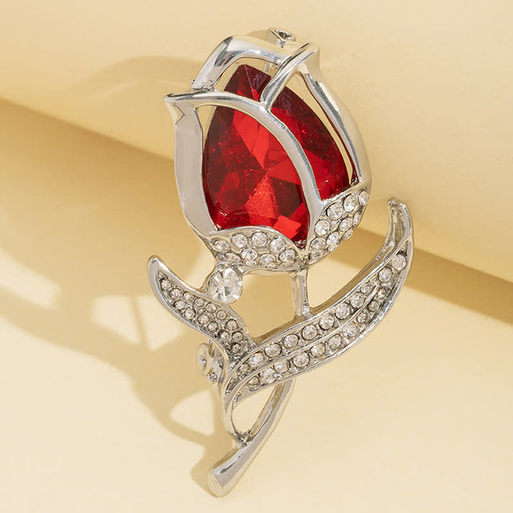 Funkelnde Kristalltulpen-Brosche für Frauen