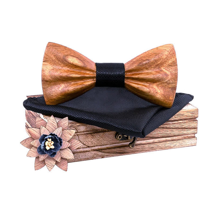3 Stück Herren handgeschnitztes Crease Holz Fliege Set