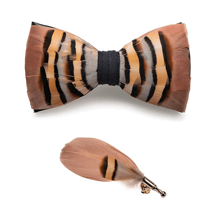 Braun & LightCoral Genius Chinchilla Feder Fliege mit Reversnadel