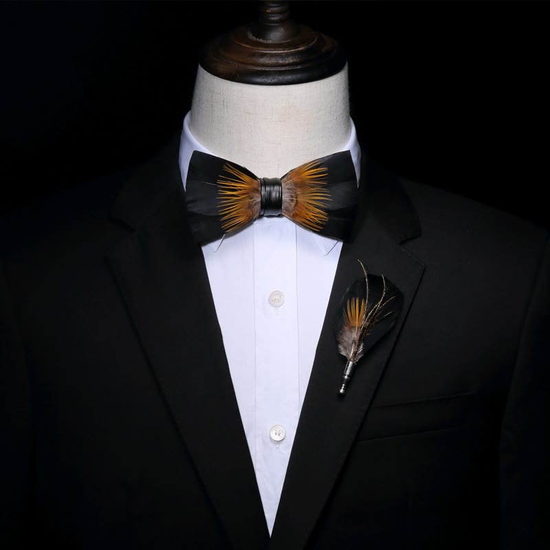 Orange & schwarz Sonnenblumen Feder Fliege mit Reversnadel