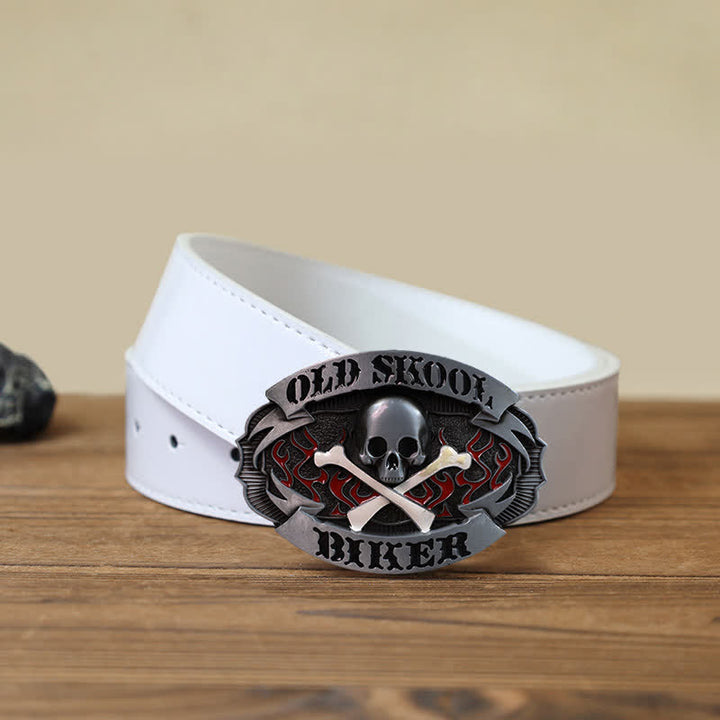 Herren DIY Skull Biker Cross Bone Buckle Ledergürtel