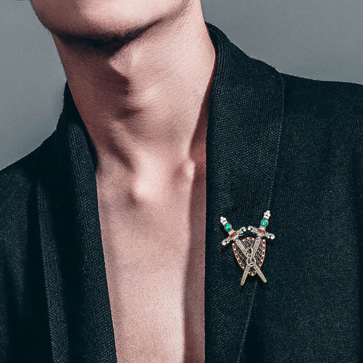 Krieger Schwert und Schild Brosche für Männer