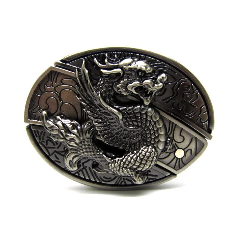 Herren-Ledergürtel „Flying Dragon“ mit Klappmesser