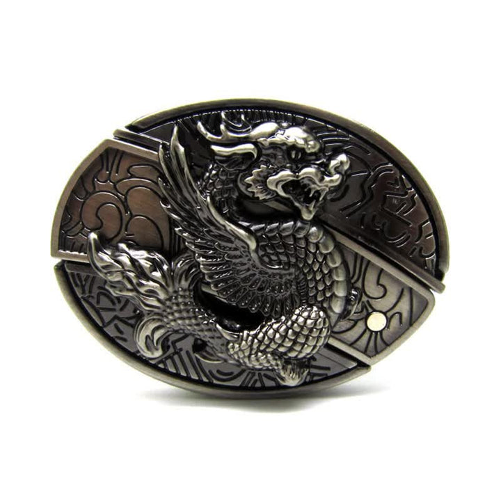 Herren-Ledergürtel „Flying Dragon“ mit Klappmesser
