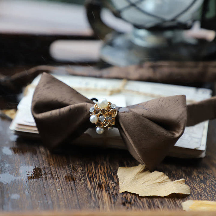 Herren Blumen Perle Satin Fliege