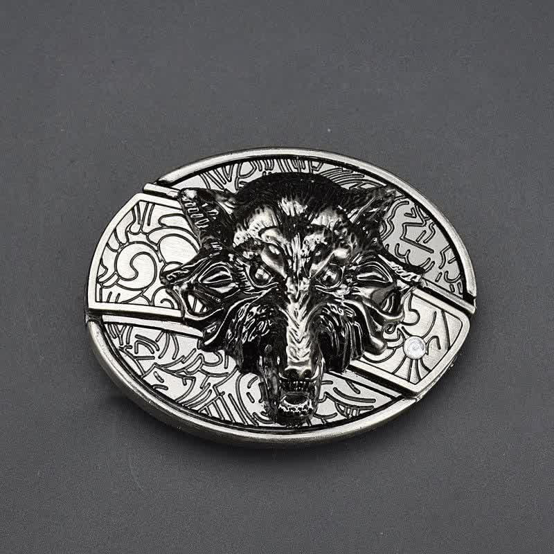 Herren-Ledergürtel „Fierce Wolf“ mit Klappmesser