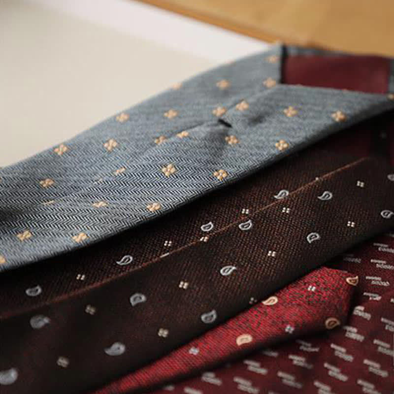2er-Set Vintage Krawatten und Einstecktücher für Herren mit Mini-Motiv