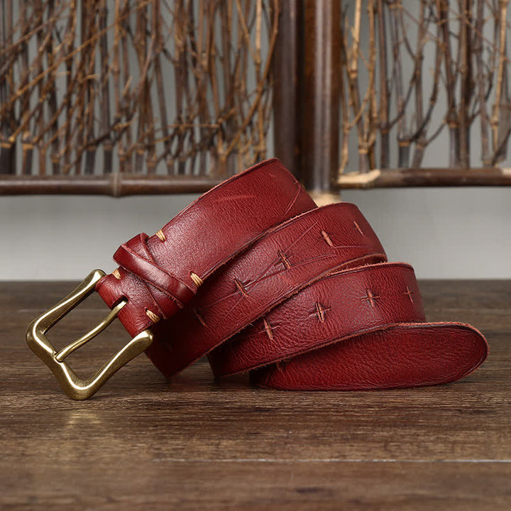 Vintage Ledergürtel für Herren mit Schnitzerei