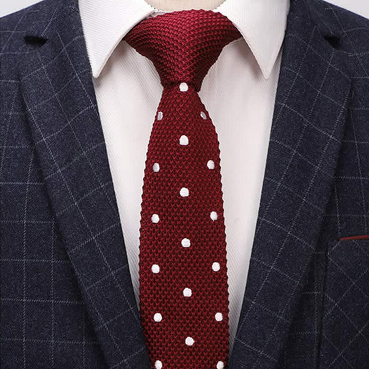 Weiße Herren-Krawatte mit Polka-Dots, gestrickt