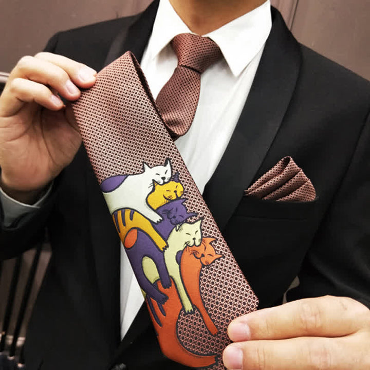 Lässige Herrenkrawatte mit süßen sich kuschelnden Katzen