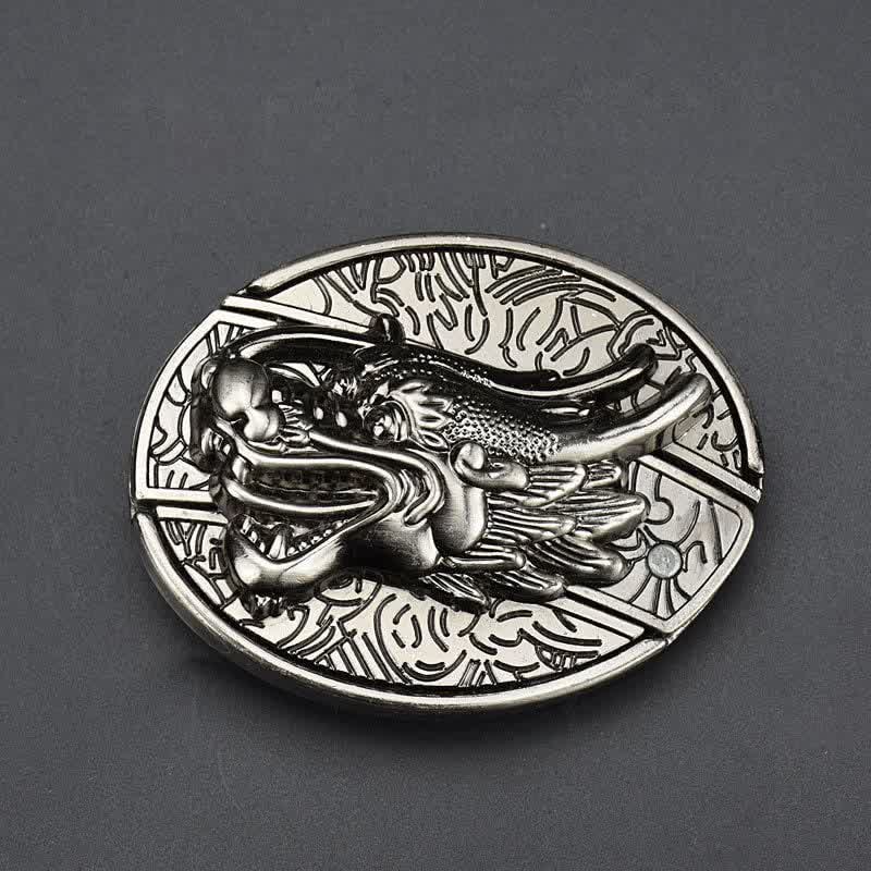 Herren Vintage 3D Drachen Ledergürtel mit Klappmesser