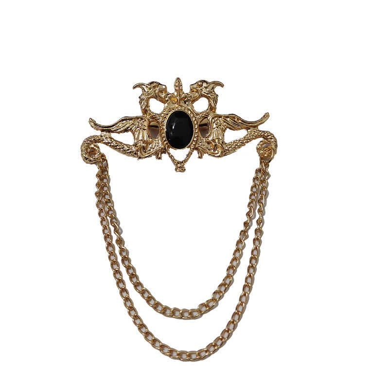 Vintage Drachen Kristall Quastenbrosche für Männer