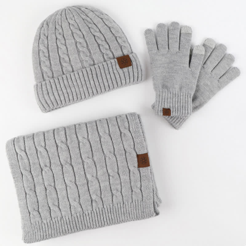 3-teiliges Unisex Warm Hut Schal Handschuh-Set