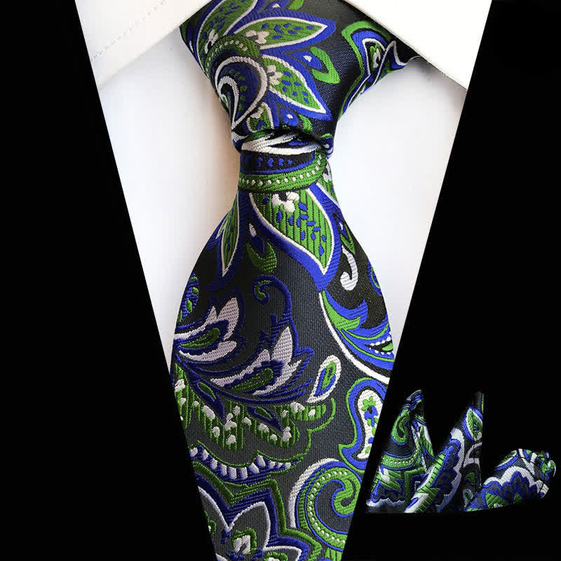 2er Set LimeGreen Herren Paisley Krawattenschal Set