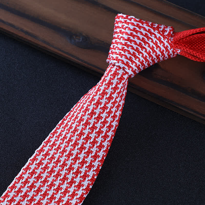 Hahnentritt-Karo Gestrickte Krawatte für Männer